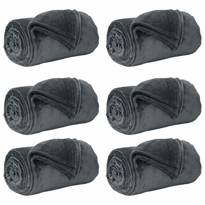vidaXL Throw Blankets 6 pcs Dark Grey 220 x 240 cm Fleece