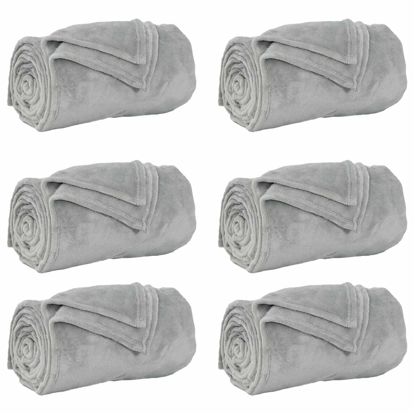 vidaXL Throw Blankets 6 pcs Grey 130 x 150 cm Fleece