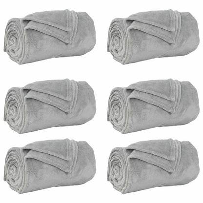 vidaXL Throw Blankets 6 pcs Grey 130 x 150 cm Fleece