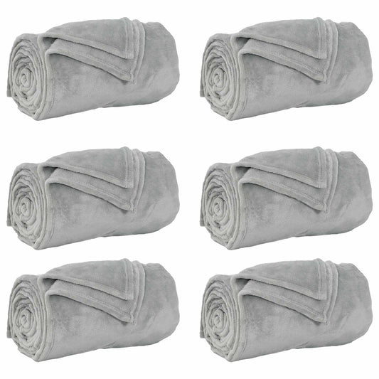 vidaXL Throw Blankets 6 pcs Grey 130 x 150 cm Fleece