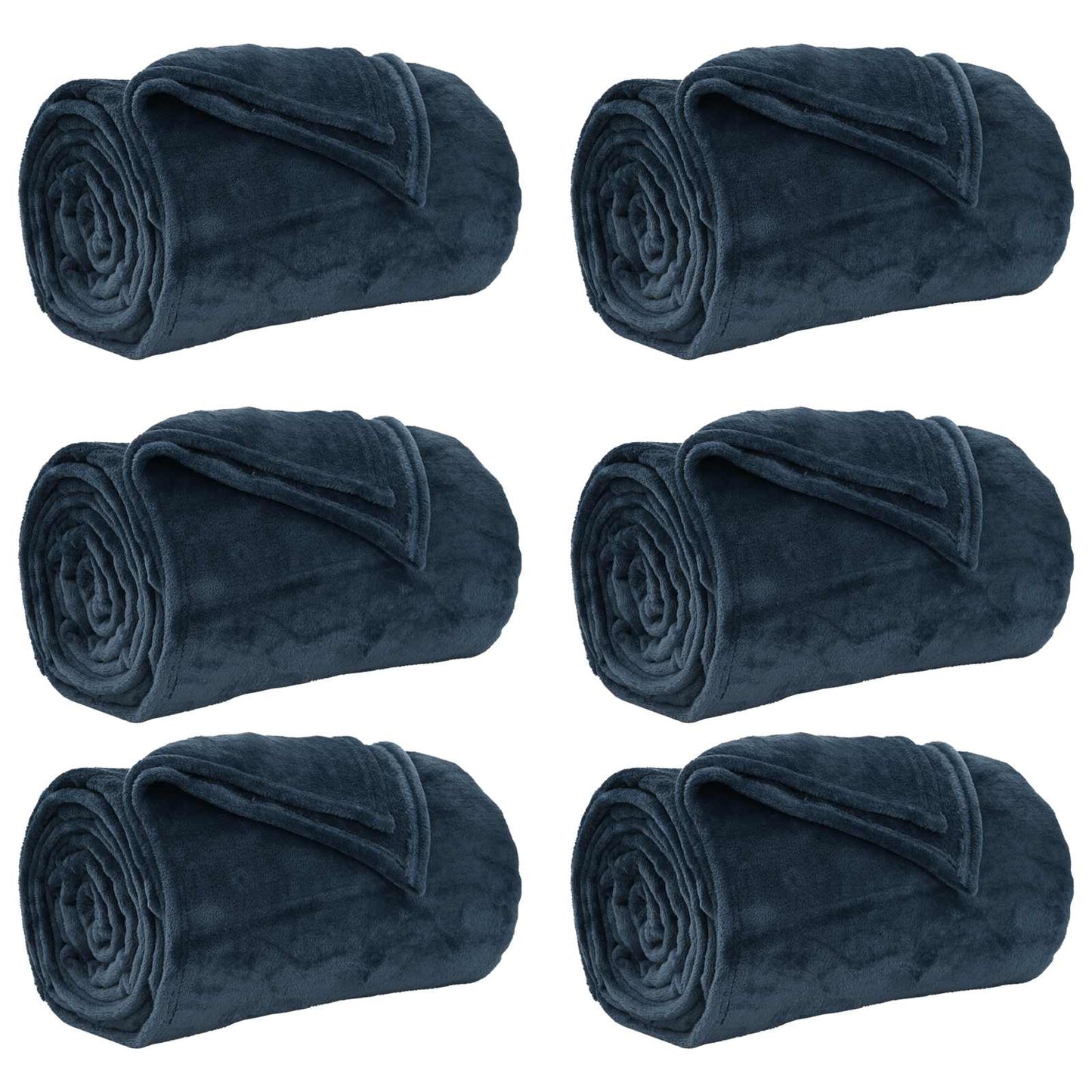vidaXL Throw Blankets 6 pcs Navy Blue 240 x 270 cm Fleece