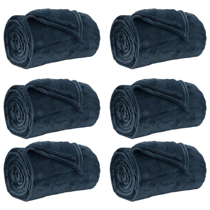 vidaXL Throw Blankets 6 pcs Navy Blue 240 x 270 cm Fleece