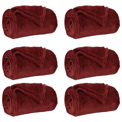 vidaXL Throw Blankets 6 pcs Bordeaux Red 220 x 240 cm Fleece