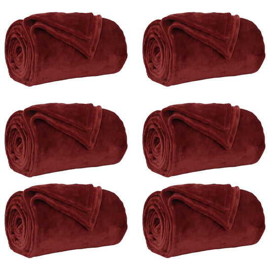 vidaXL Throw Blankets 6 pcs Bordeaux Red 220 x 240 cm Fleece