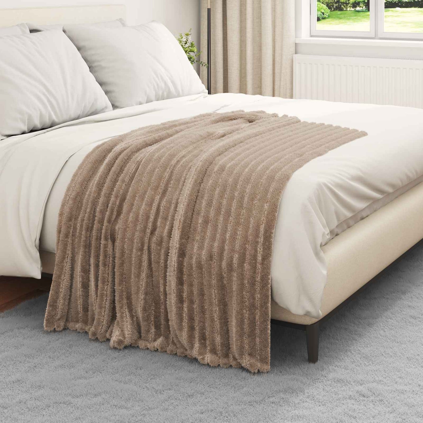vidaXL Throw Blanket Camel 150 x 130 cm Fleece