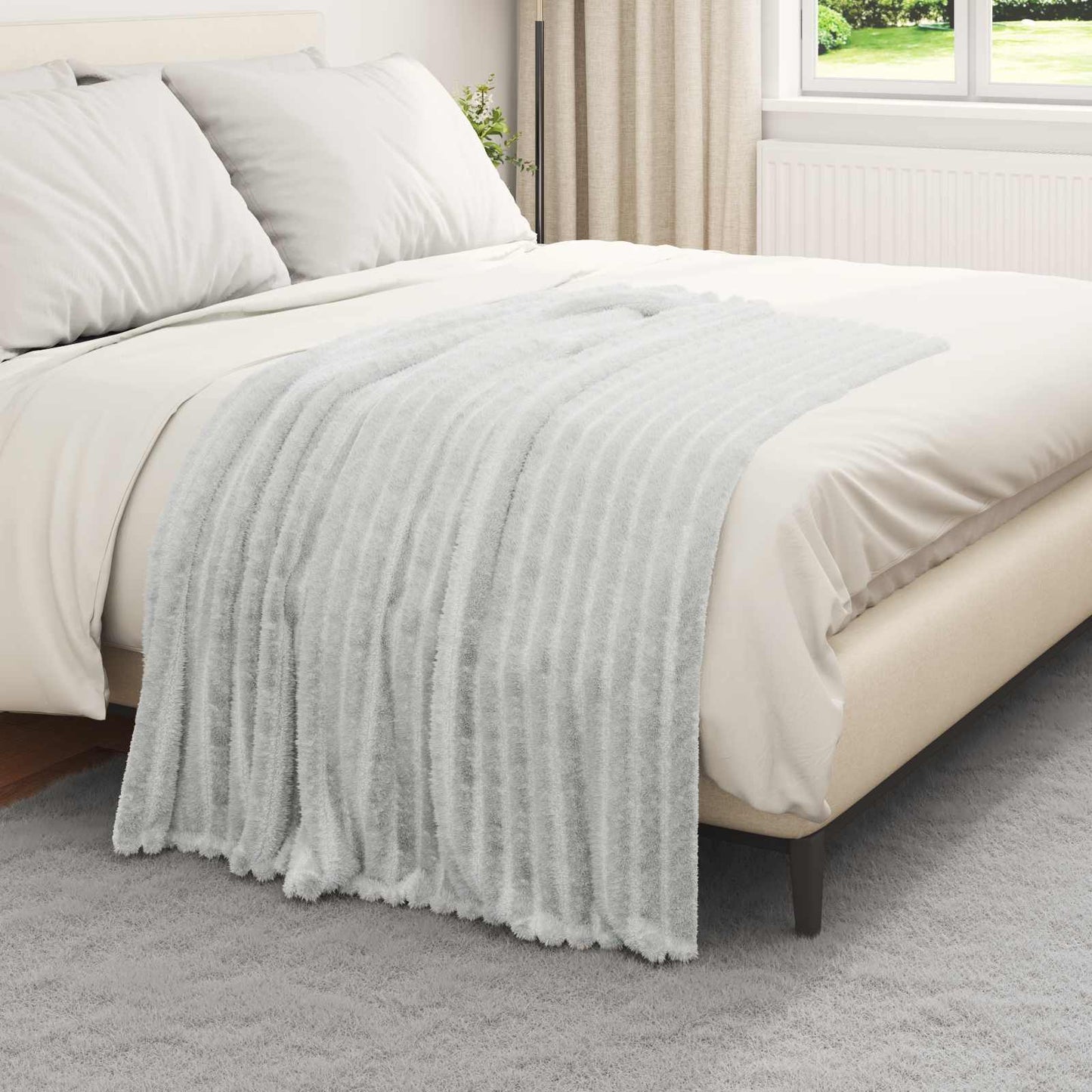 vidaXL Throw Blanket Grey 150 x 130 cm Fleece