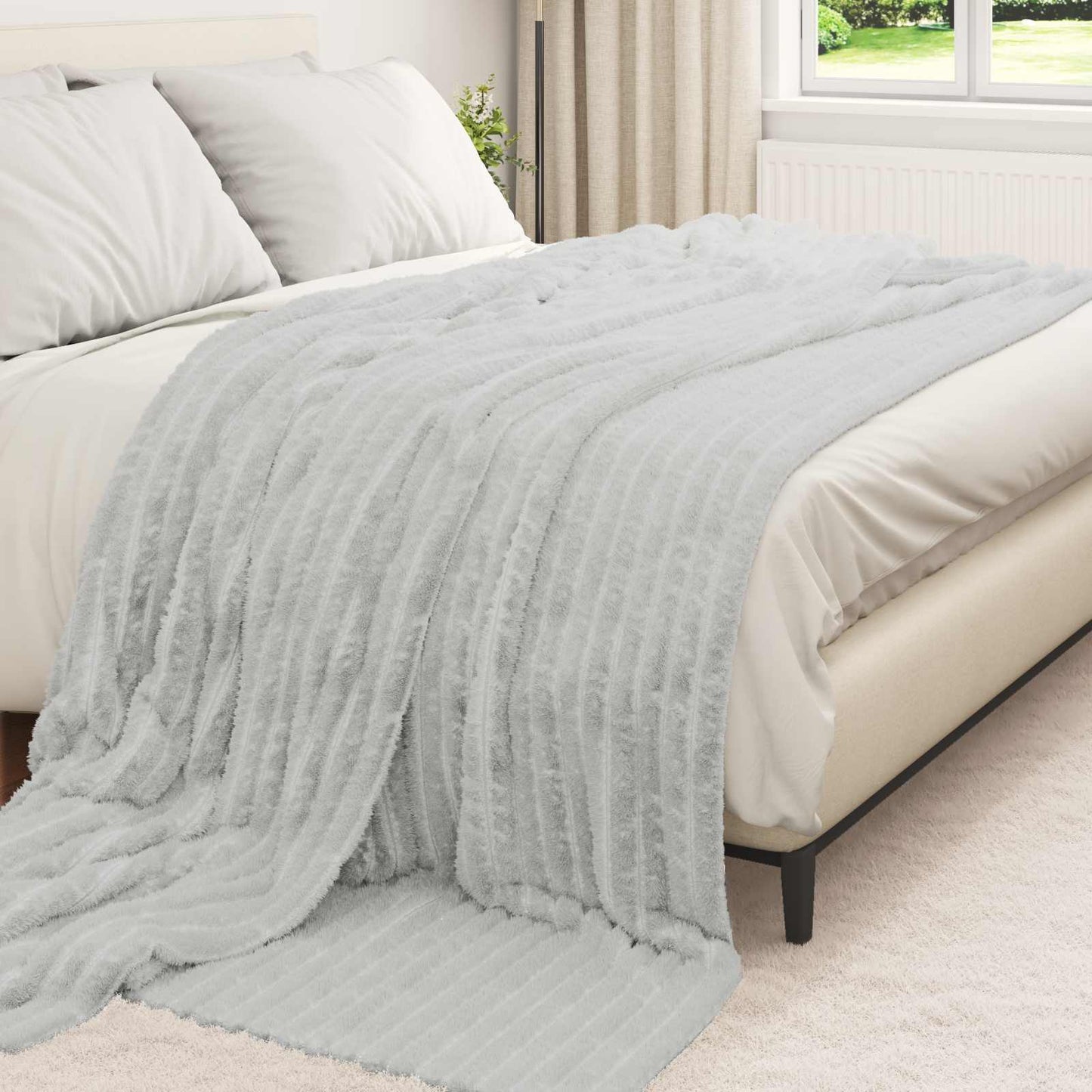 vidaXL Throw Blanket Grey 270 x 240 cm Fleece