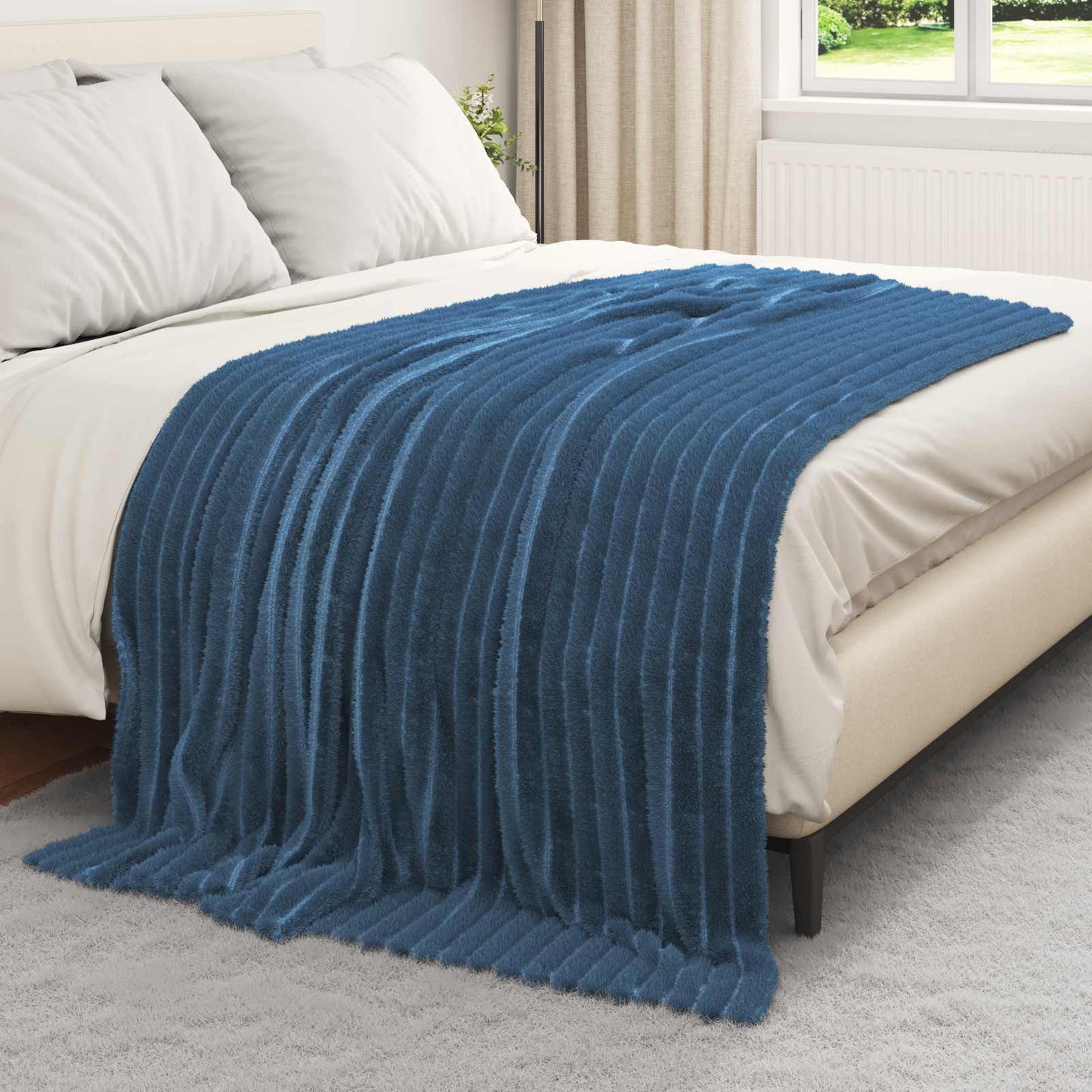 vidaXL Throw Blanket Navy Blue 200 x 150 cm Fleece
