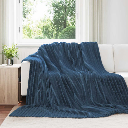 vidaXL Throw Blanket Navy Blue 240 x 220 cm Fleece