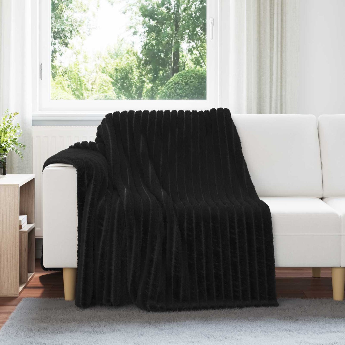 vidaXL Throw Blanket Black 200 x 150 cm Fleece
