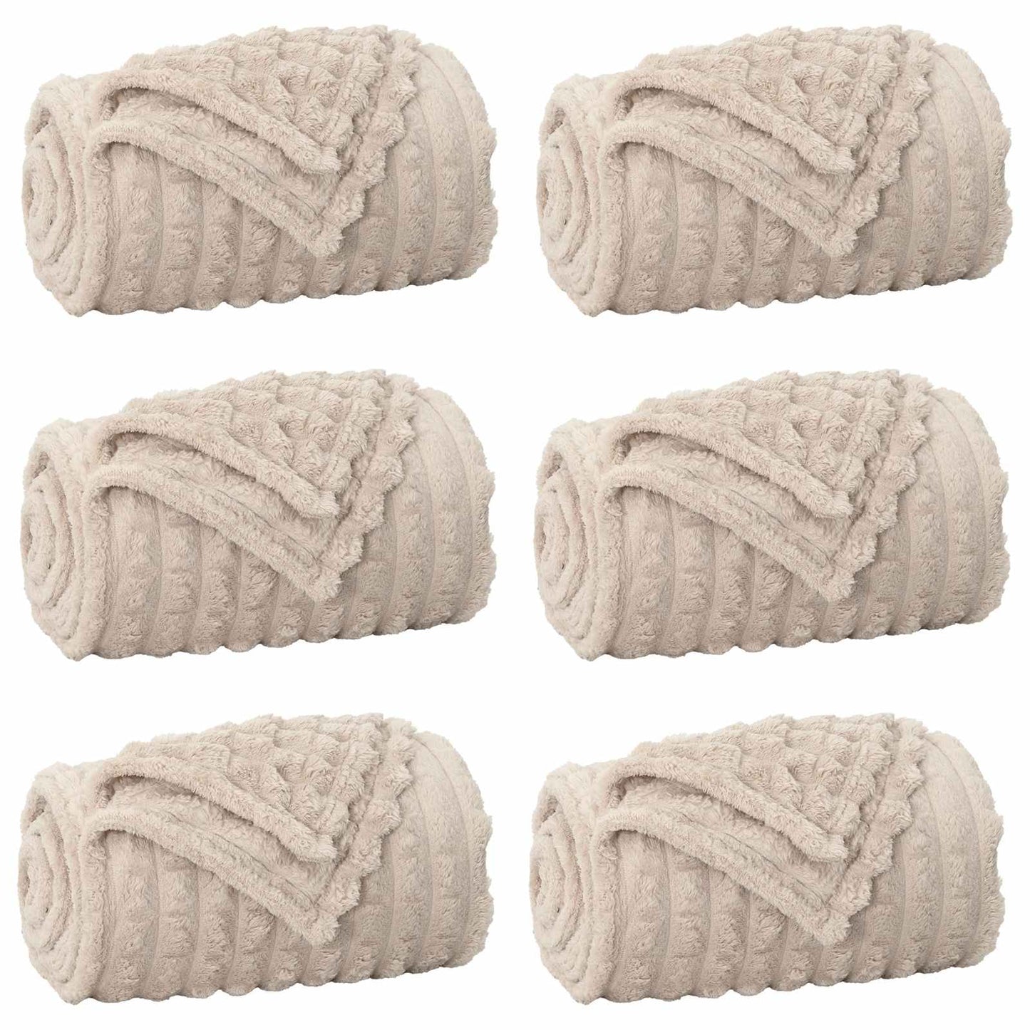 vidaXL Throw Blankets 6 pcs Beige 150 x 130 cm Fleece
