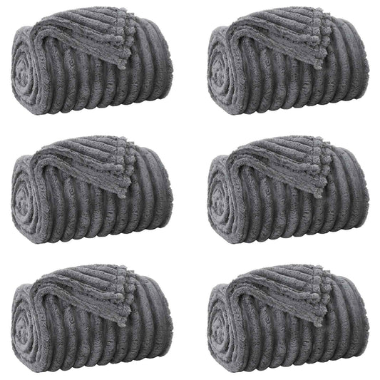 vidaXL Throw Blankets 6 pcs Dark Grey 200 x 150 cm Fleece