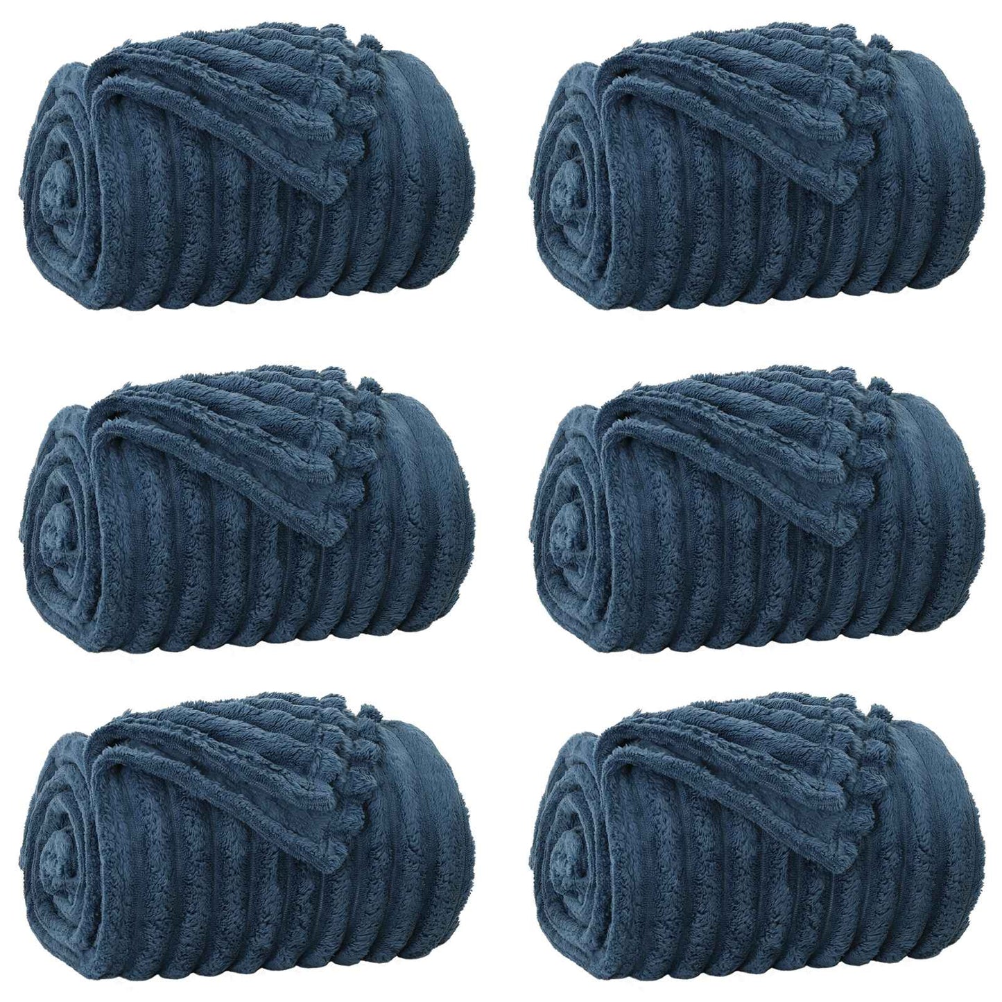 vidaXL Throw Blankets 6 pcs Navy Blue 240 x 220 cm Fleece
