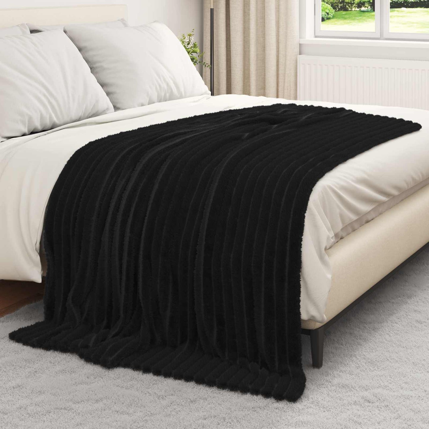 vidaXL Throw Blankets 6 pcs Black 200 x 150 cm Fleece