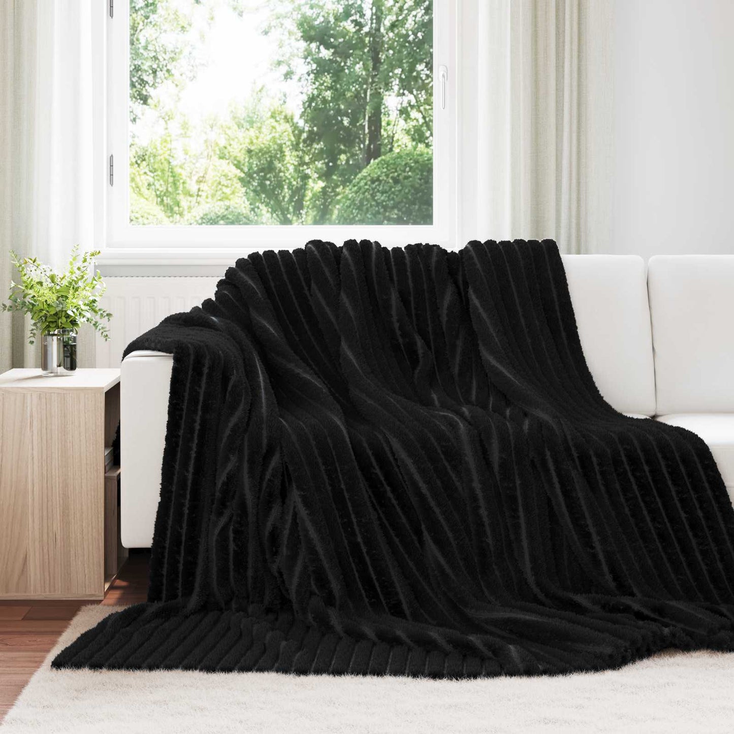 vidaXL Throw Blankets 6 pcs Black 270 x 240 cm Fleece