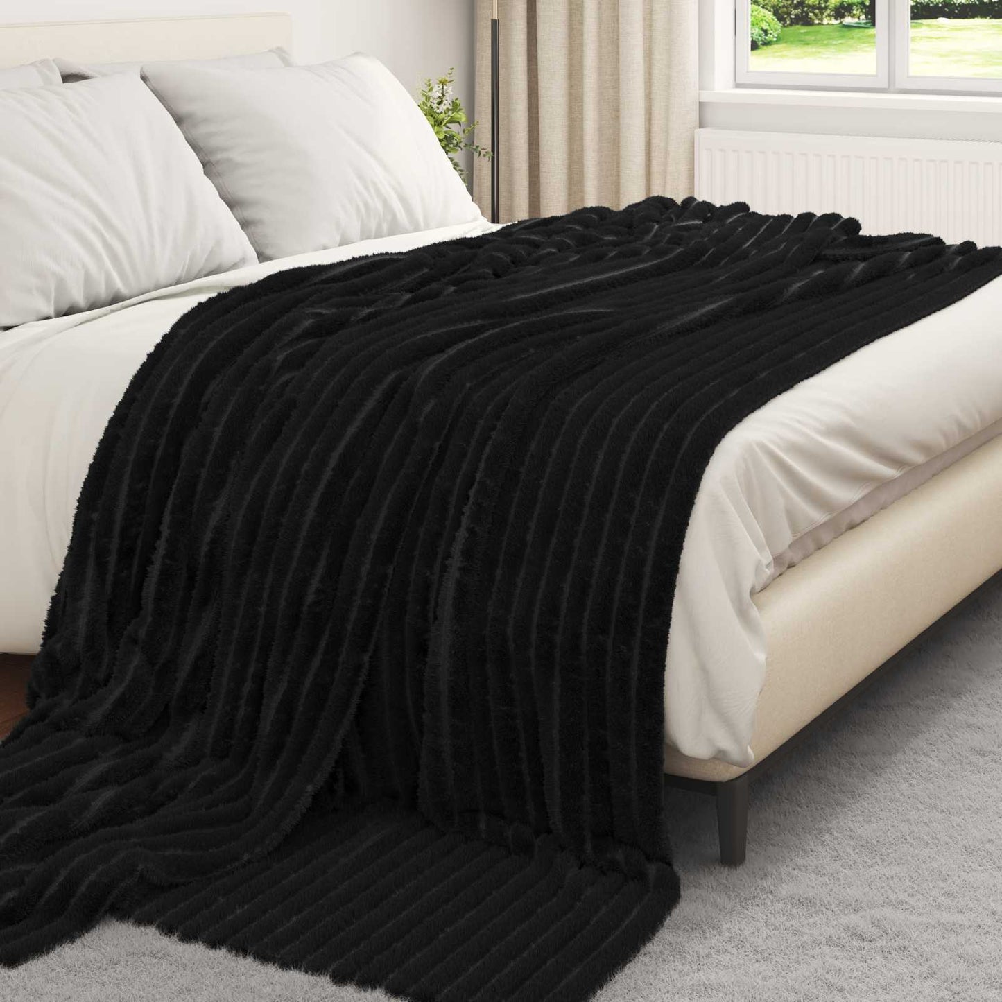 vidaXL Throw Blankets 6 pcs Black 270 x 240 cm Fleece