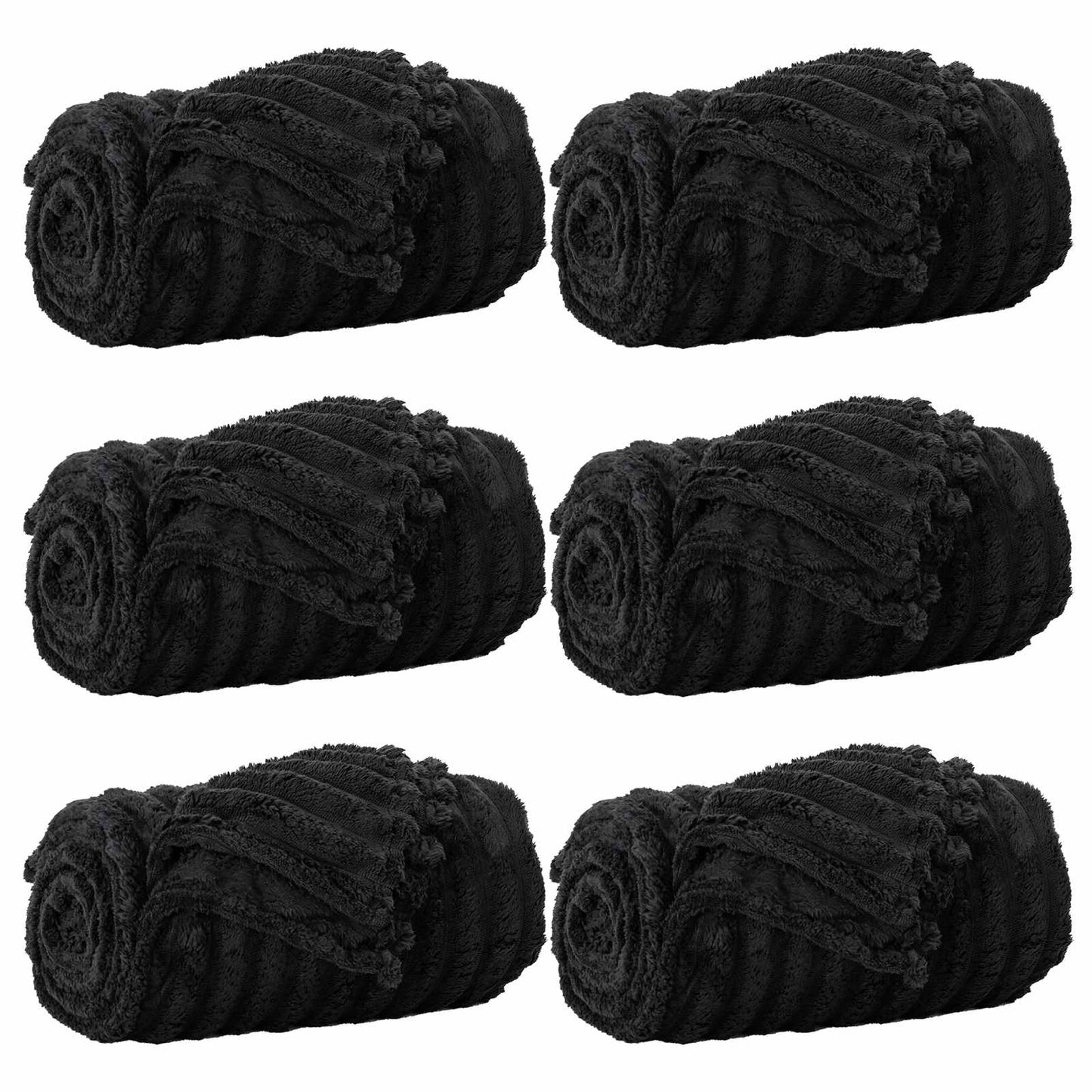 vidaXL Throw Blankets 6 pcs Black 270 x 240 cm Fleece
