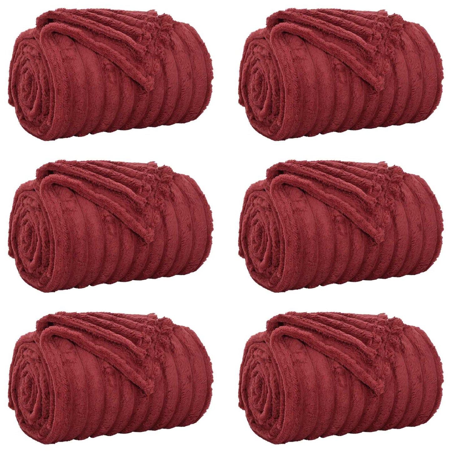 vidaXL Throw Blankets 6 pcs Bordeaux Red 150 x 130 cm Fleece