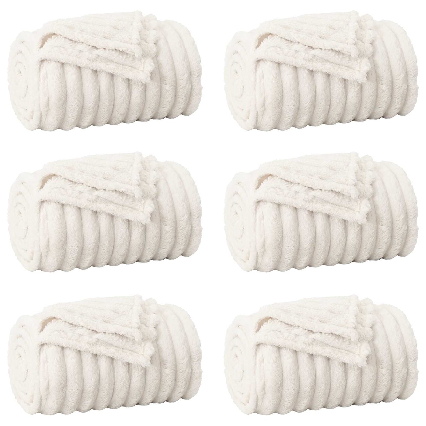 vidaXL Throw Blankets 6 pcs Cream 150 x 130 cm Fleece
