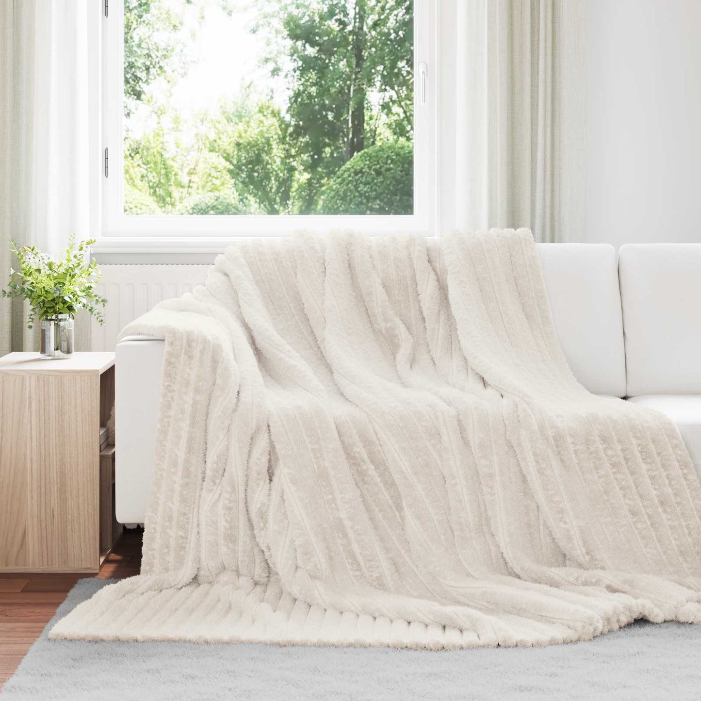 vidaXL Throw Blankets 6 pcs Cream 270 x 240 cm Fleece