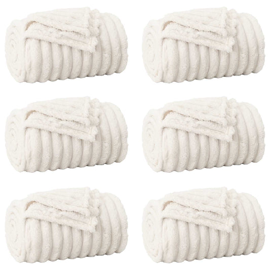vidaXL Throw Blankets 6 pcs Cream 270 x 240 cm Fleece