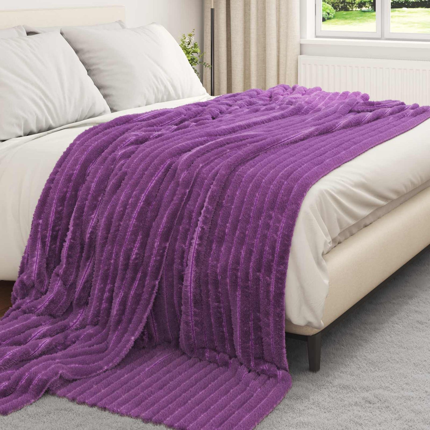 vidaXL Throw Blankets 6 pcs Purple 270 x 240 cm Fleece
