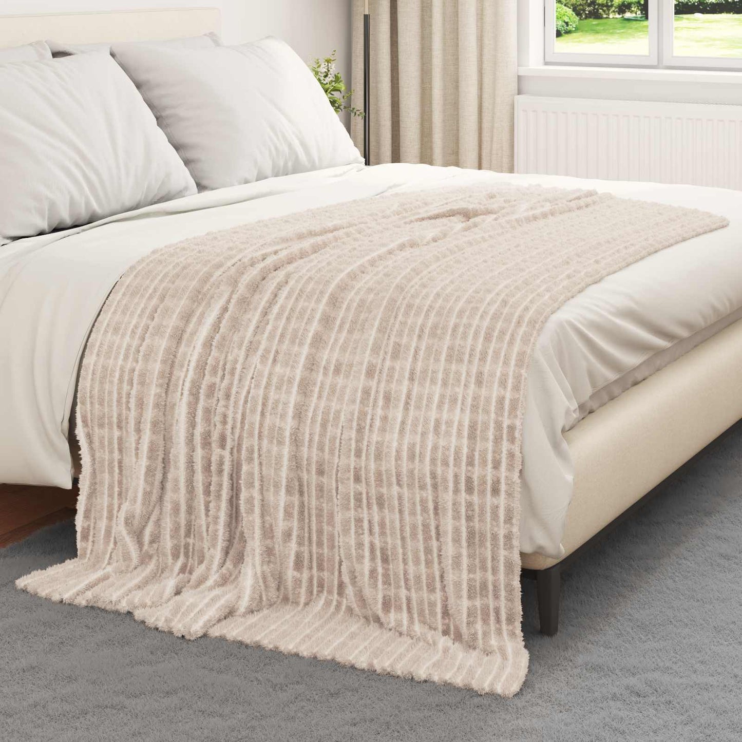 vidaXL Throw Blanket Beige 200 x 150 cm Fleece