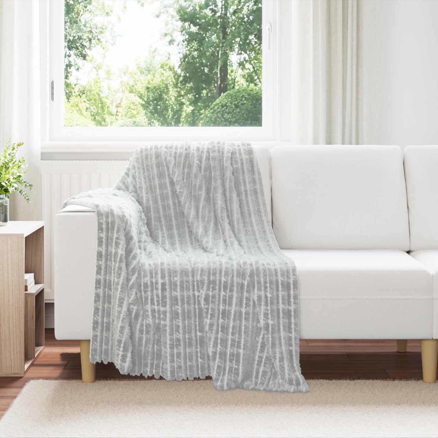 vidaXL Throw Blanket Grey 150 x 130 cm Fleece