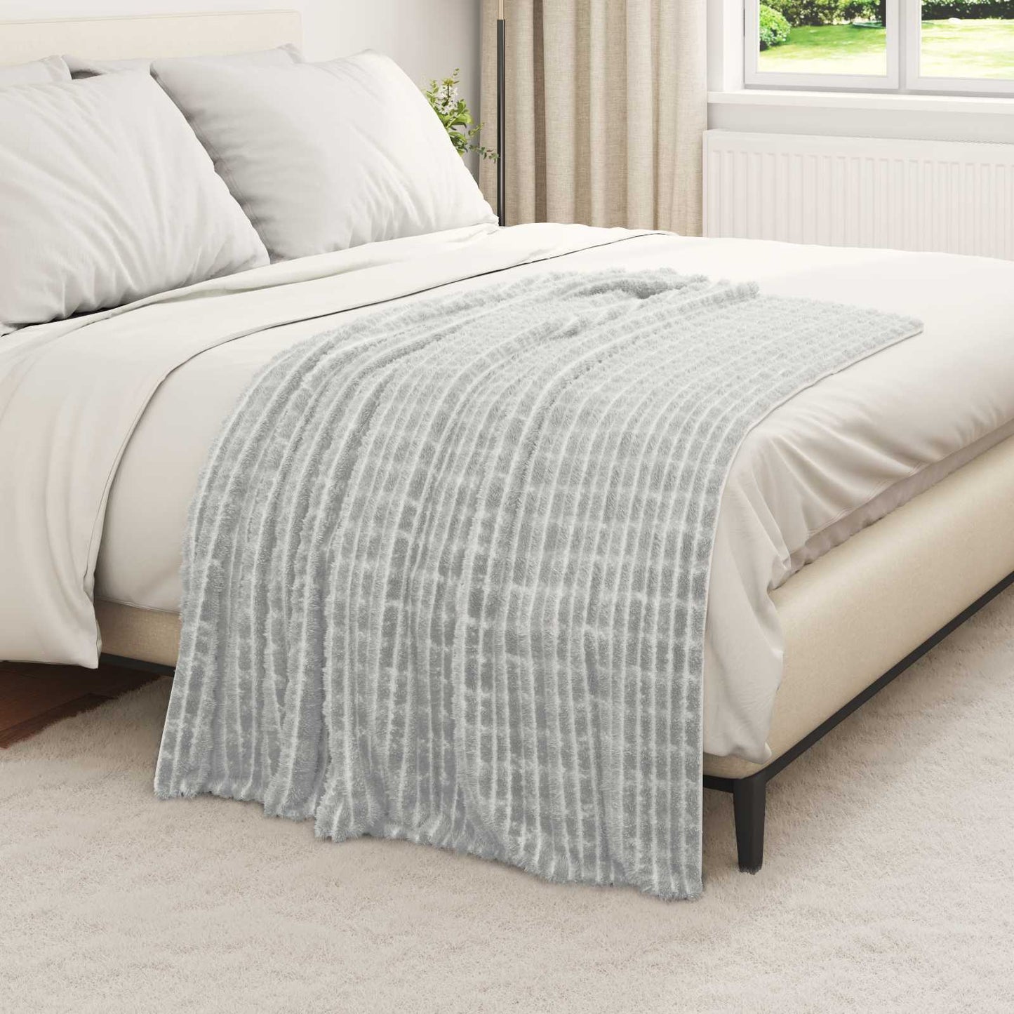 vidaXL Throw Blanket Grey 150 x 130 cm Fleece