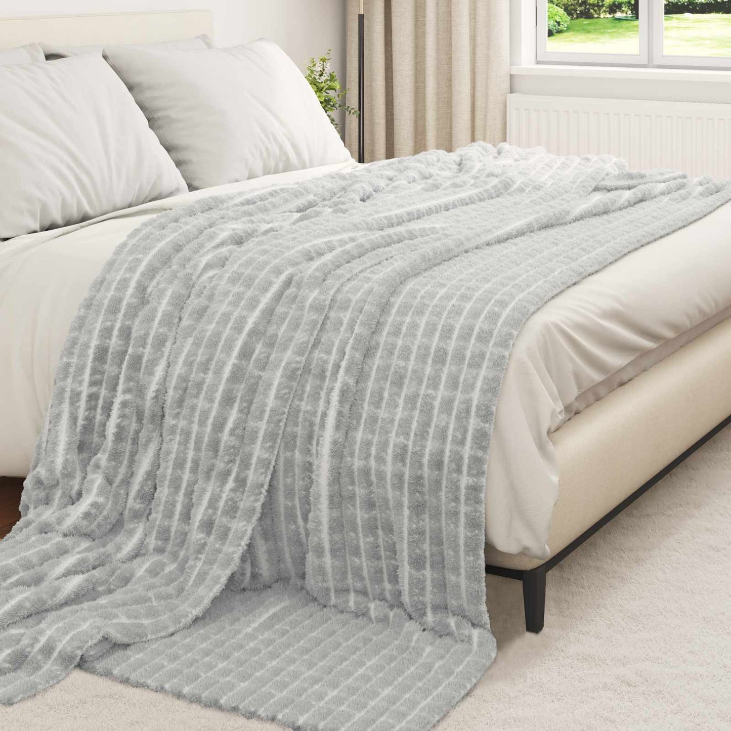 vidaXL Throw Blanket Grey 270 x 240 cm Fleece