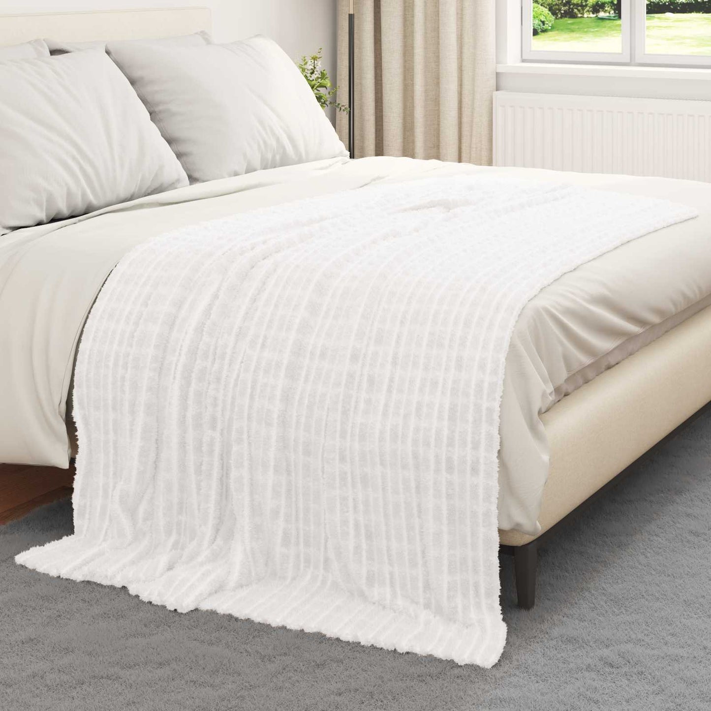 vidaXL Throw Blanket White 200 x 150 cm Fleece