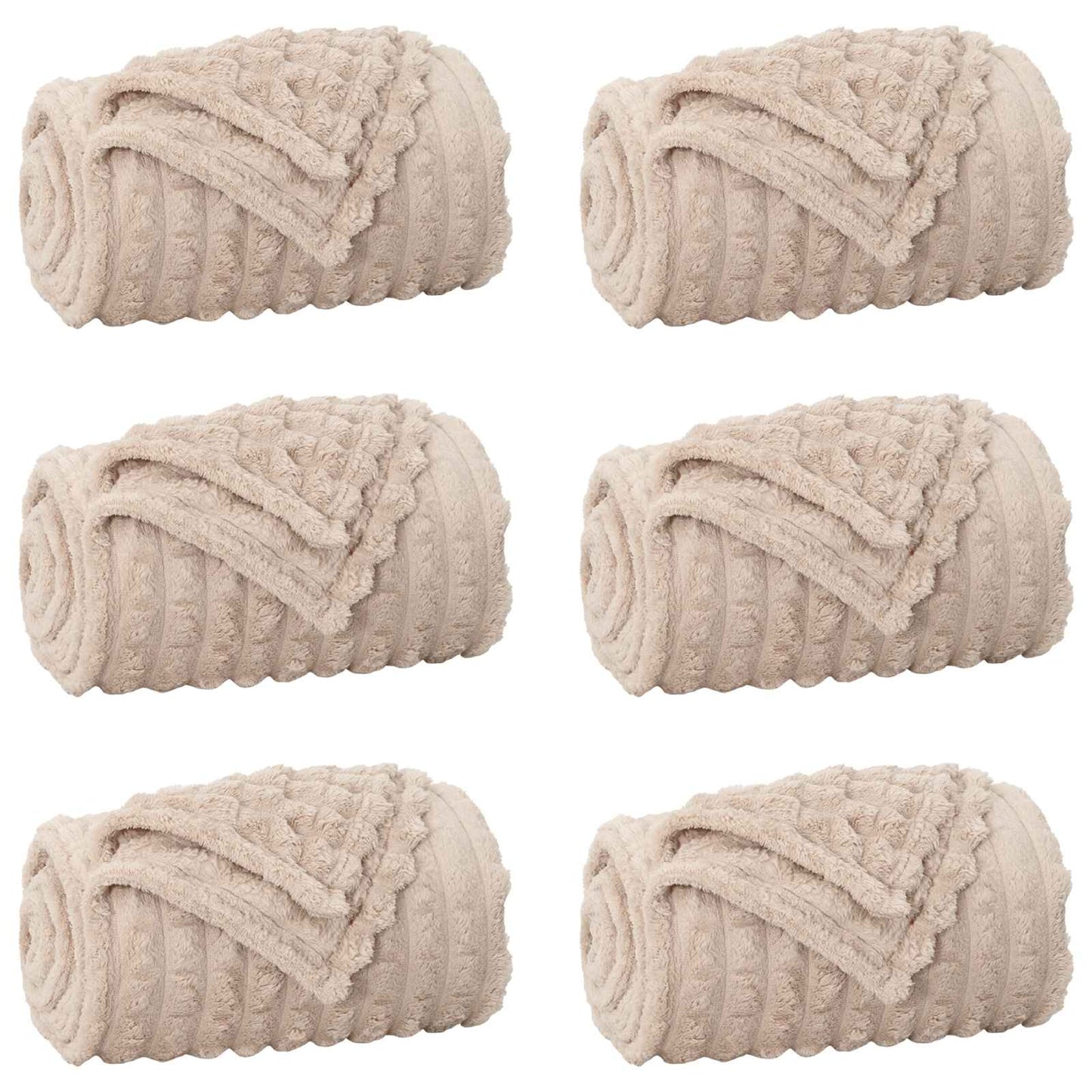 vidaXL Throw Blankets 6 pcs Beige 240 x 220 cm Fleece