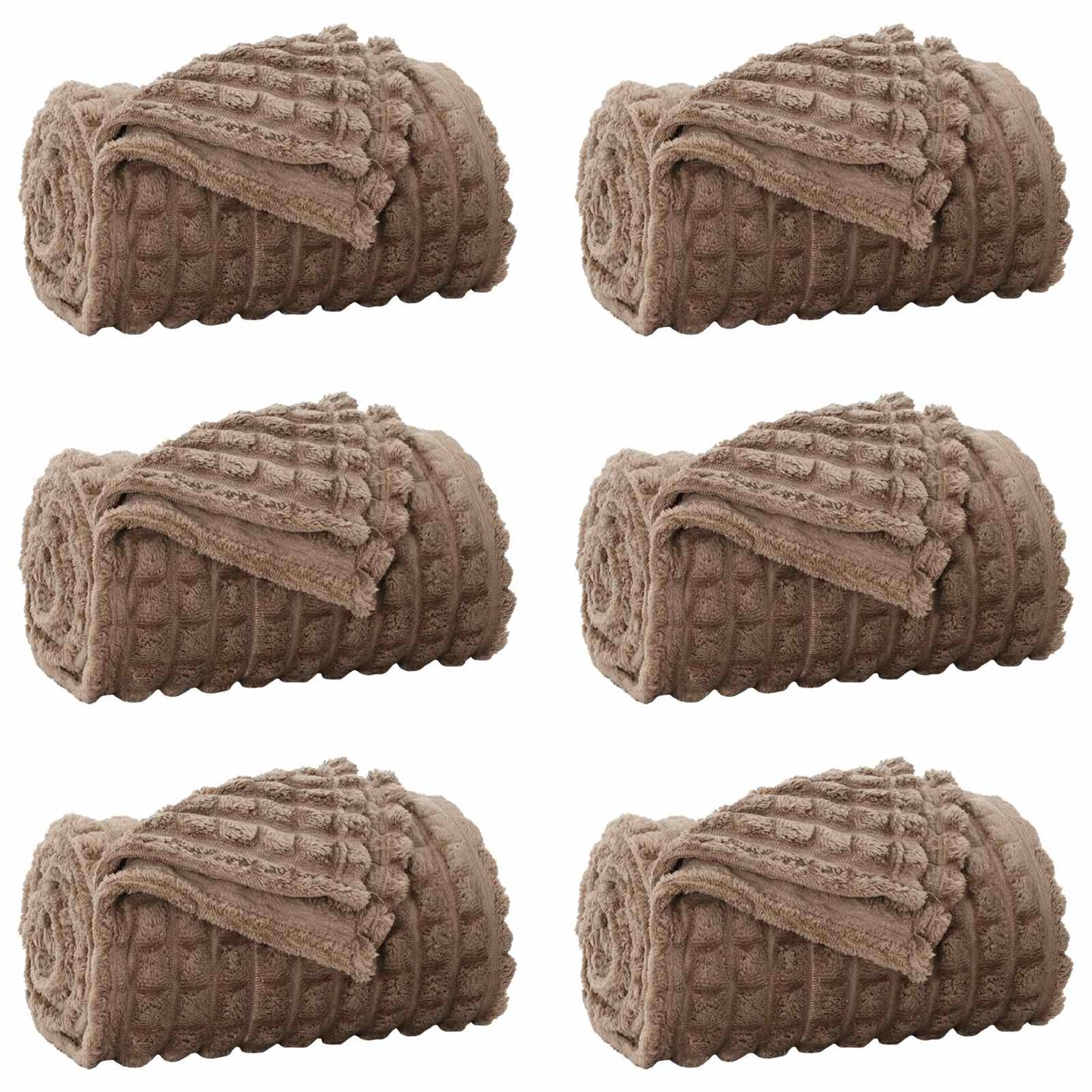 vidaXL Throw Blankets 6 pcs Camel 270 x 240 cm Fleece