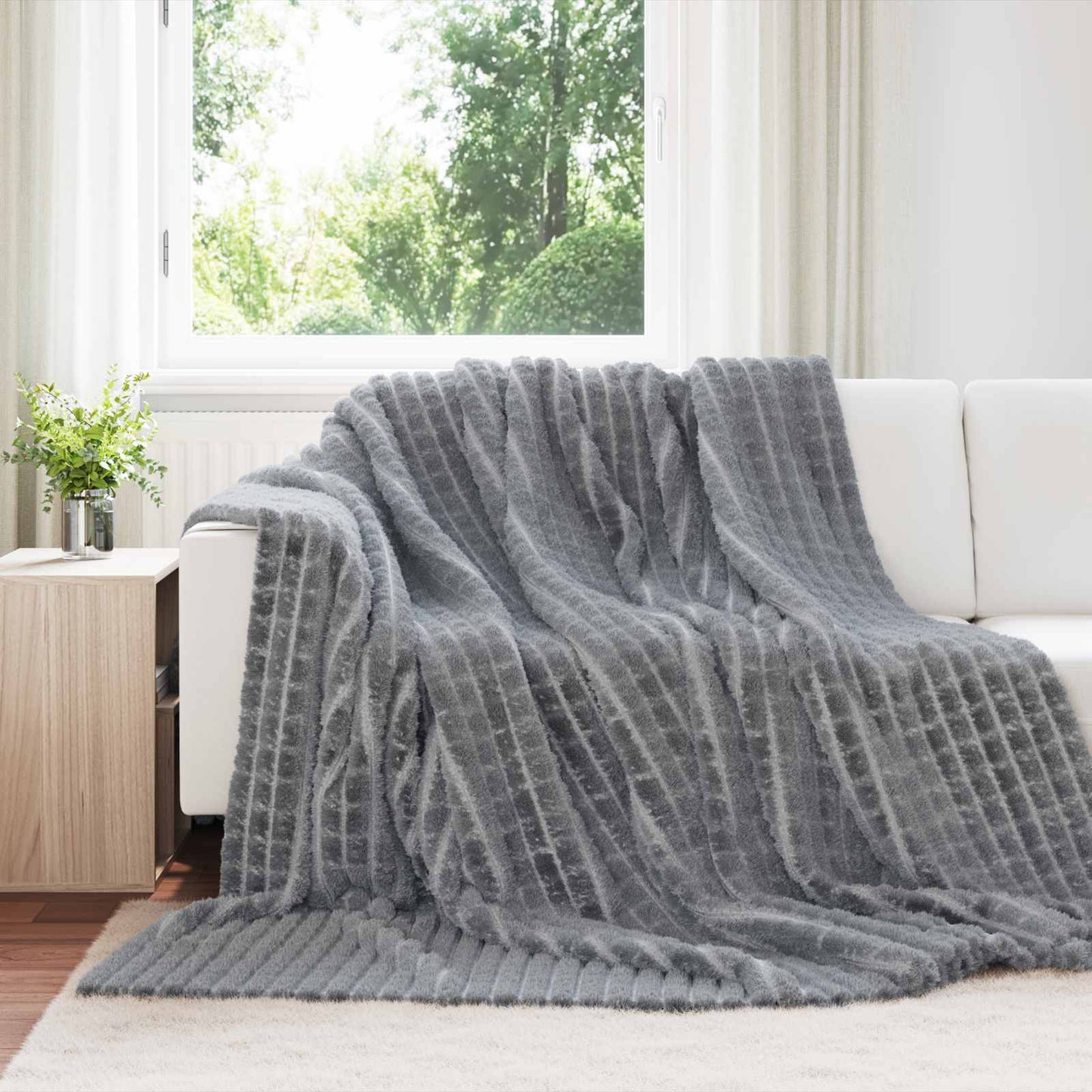 vidaXL Throw Blankets 6 pcs Dark Grey 270 x 240 cm Fleece