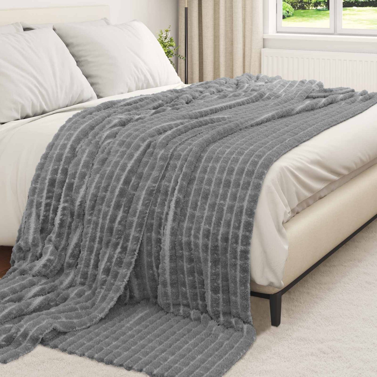 vidaXL Throw Blankets 6 pcs Dark Grey 270 x 240 cm Fleece