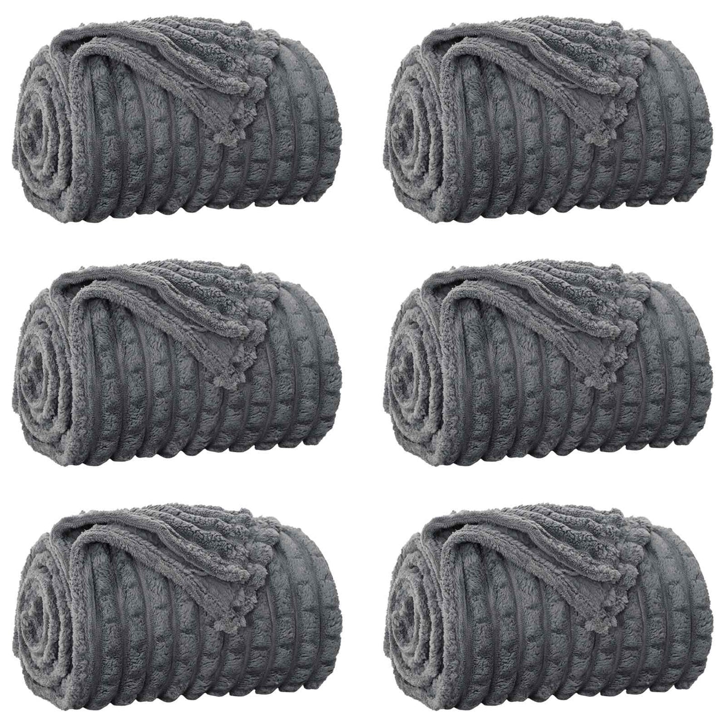 vidaXL Throw Blankets 6 pcs Dark Grey 270 x 240 cm Fleece