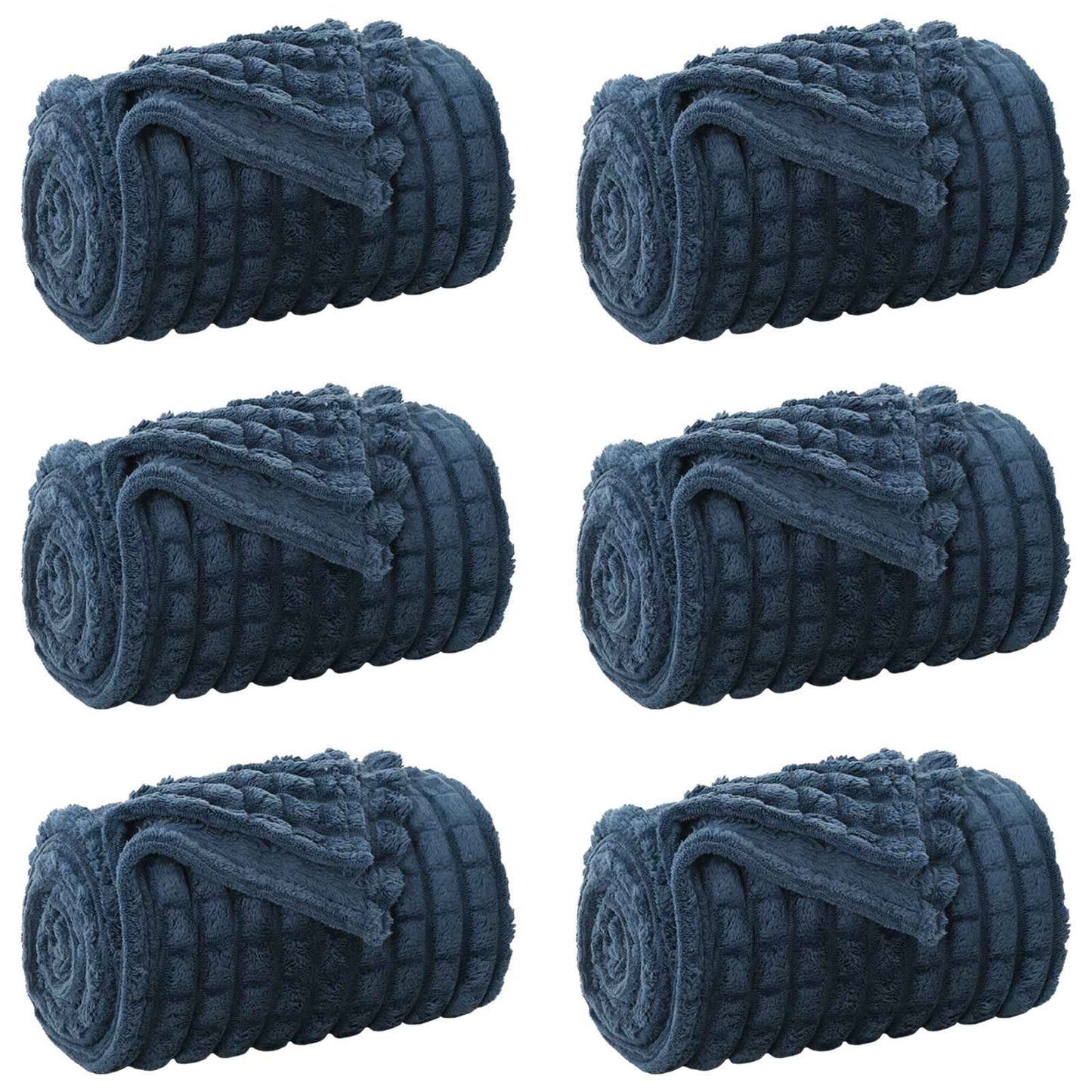 vidaXL Throw Blankets 6 pcs Navy Blue 270 x 240 cm Fleece