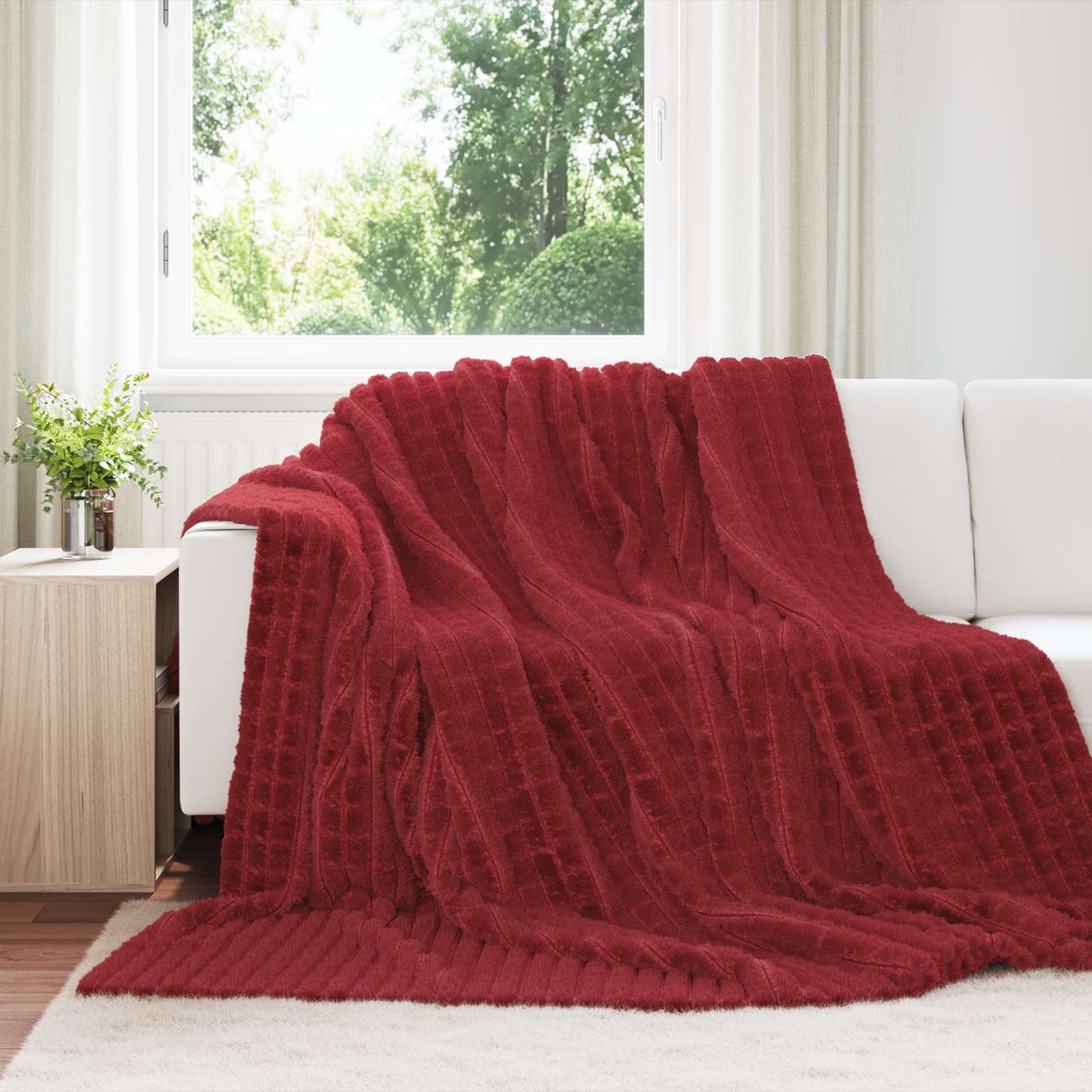 vidaXL Throw Blankets 6 pcs Bordeaux Red 240 x 220 cm Fleece