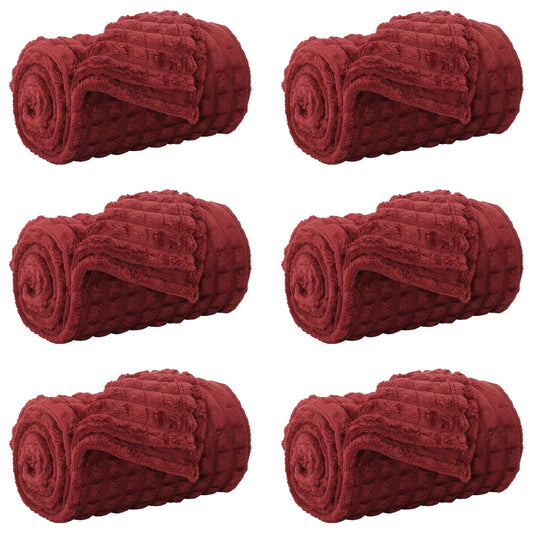 vidaXL Throw Blankets 6 pcs Bordeaux Red 270 x 240 cm Fleece