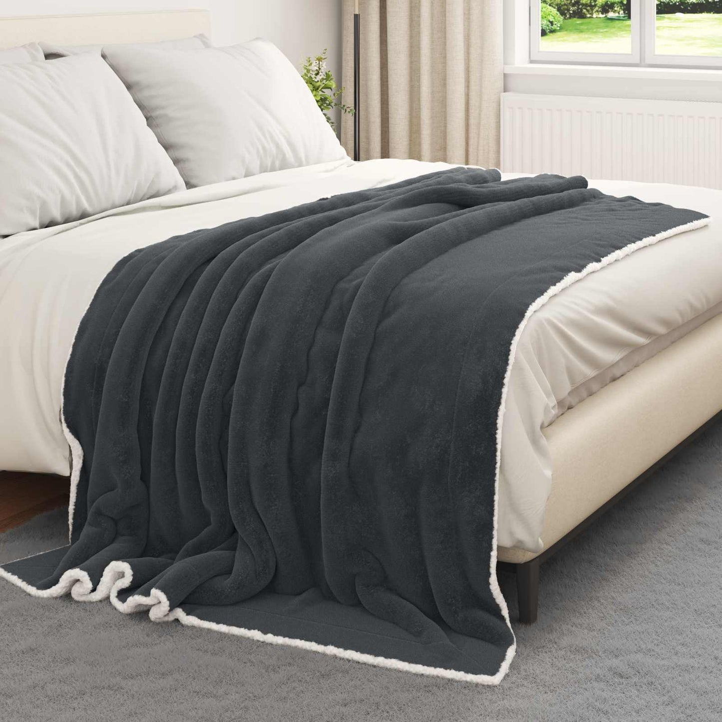 vidaXL Throw Blanket Dark Grey 150 x 200 cm Fleece