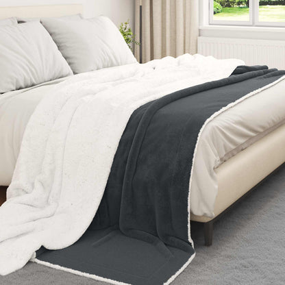 vidaXL Throw Blanket Dark Grey 220 x 240 cm Fleece