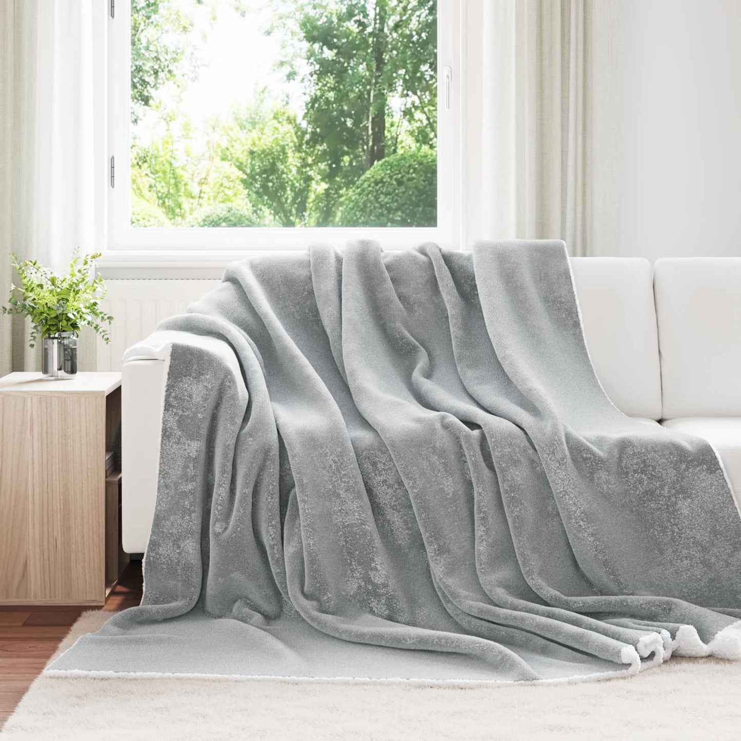 vidaXL Throw Blanket Grey 240 x 270 cm Fleece