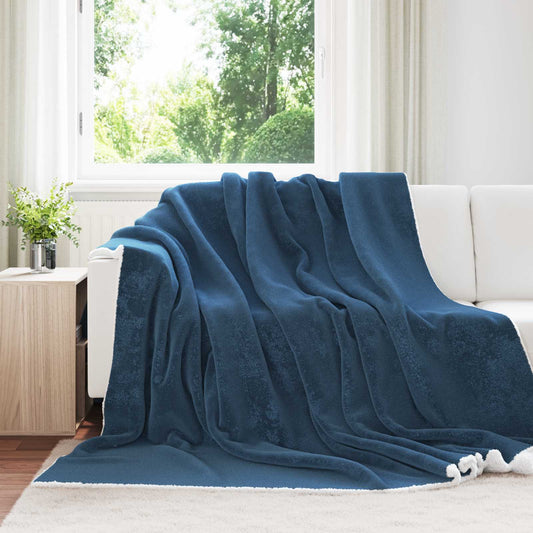 vidaXL Throw Blanket Navy Blue 240 x 270 cm Fleece