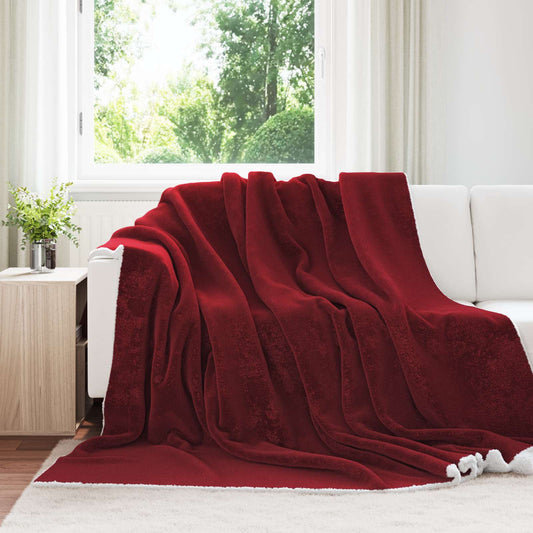 vidaXL Throw Blanket Bordeaux Red 220 x 240 cm Fleece