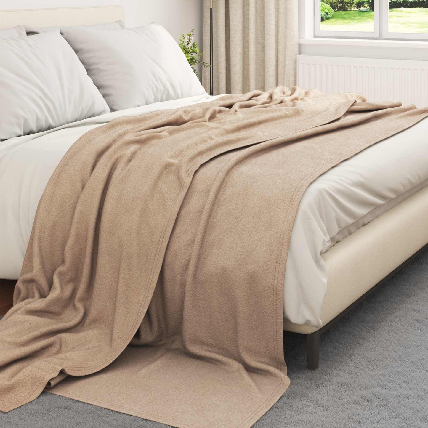 vidaXL Throw Blanket Camel 240 x 220 cm Fleece