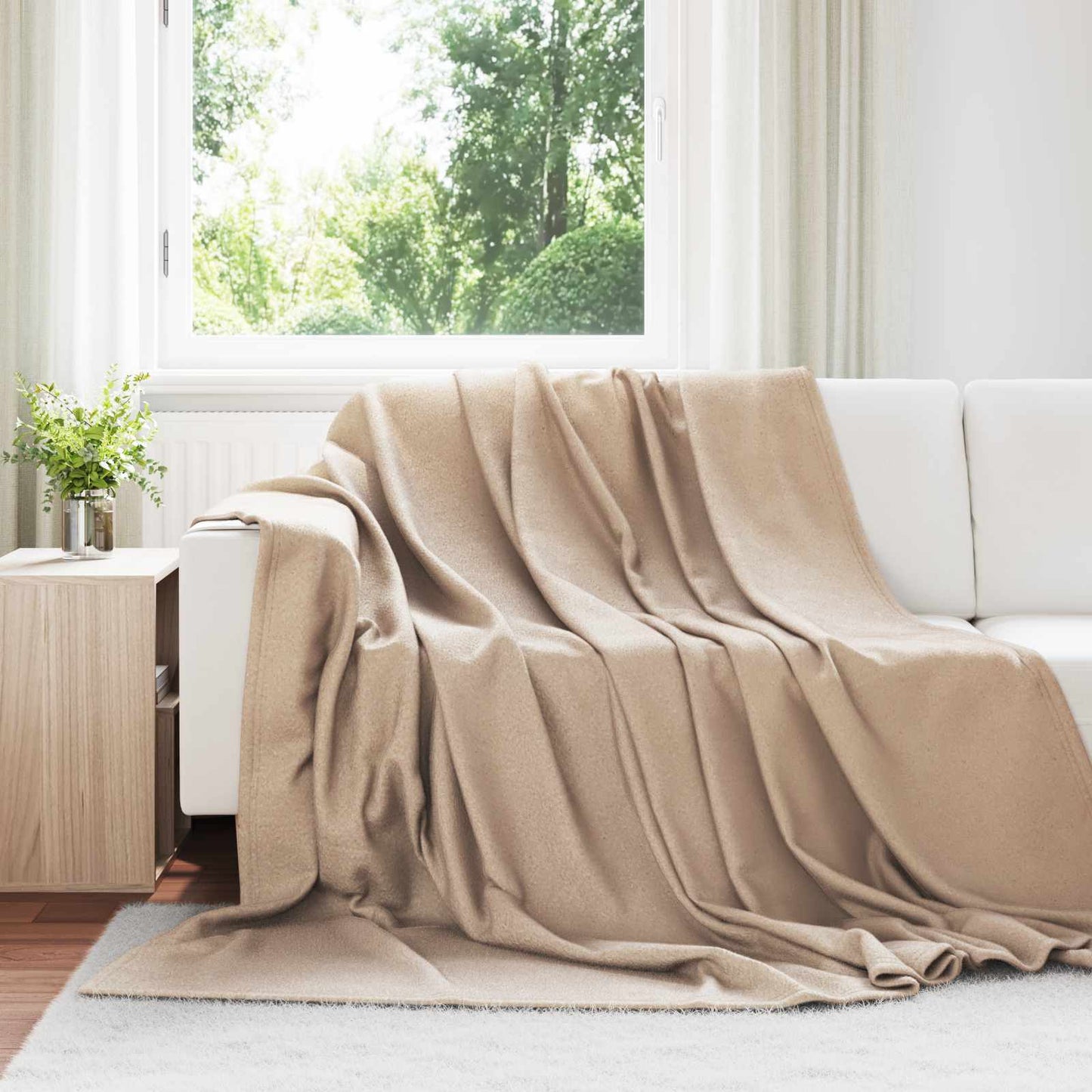 vidaXL Throw Blanket Camel 270 x 240 cm Fleece
