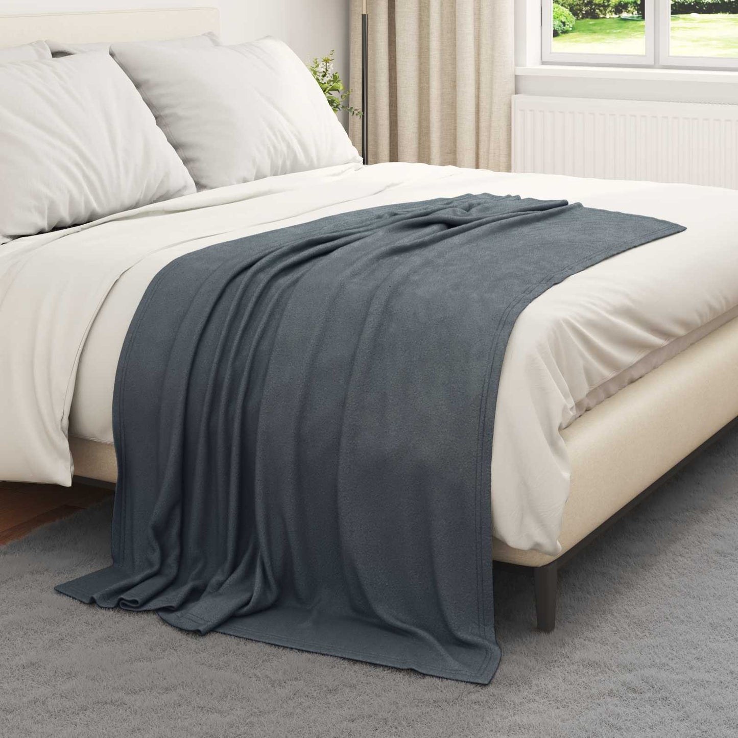 vidaXL Throw Blanket Dark Grey 170 x 130 cm Fleece
