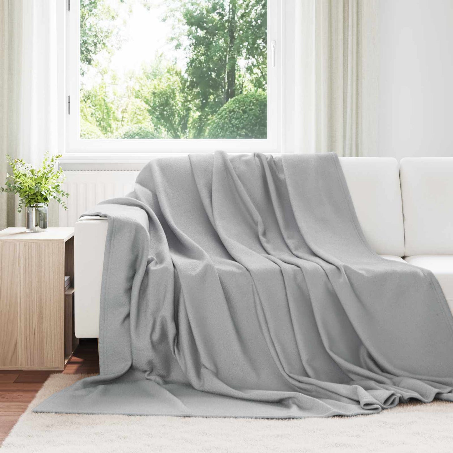 vidaXL Throw Blanket Grey 270 x 240 cm Fleece