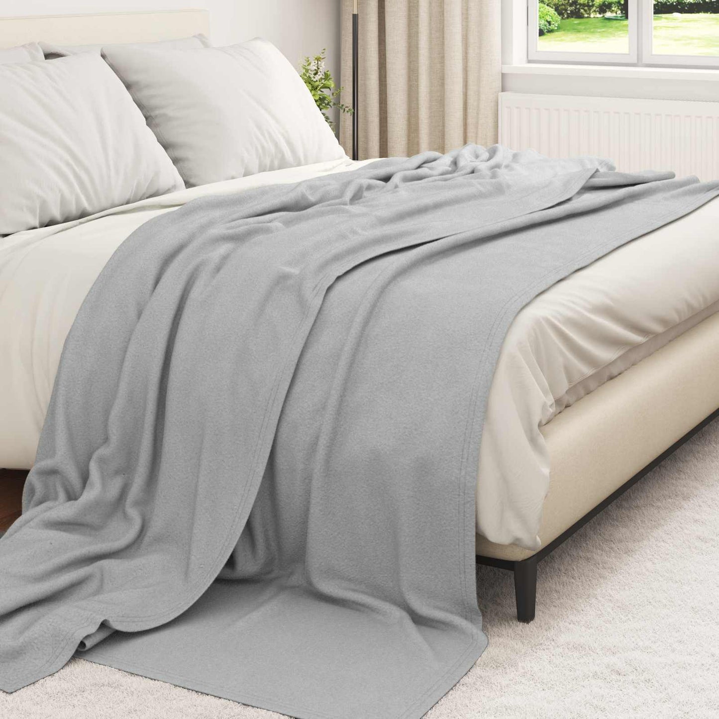 vidaXL Throw Blanket Grey 270 x 240 cm Fleece