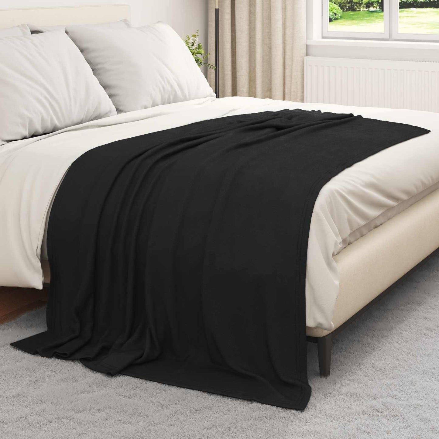 vidaXL Throw Blanket Black 200 x 150 cm Fleece